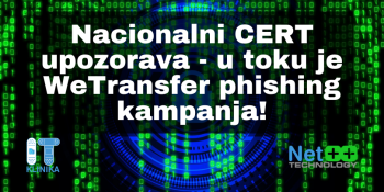 Nacionalni CERT upozorava - u toku je WeTransfer phishing kampanja