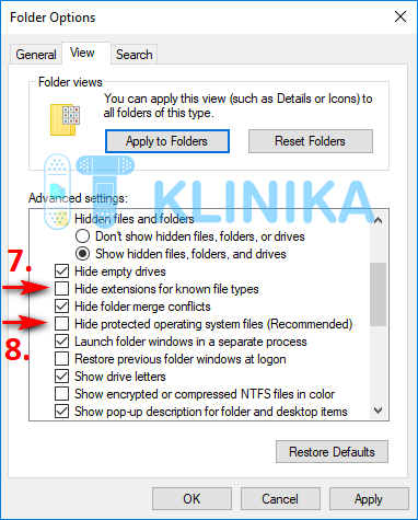 Hide extensions, hide protected files