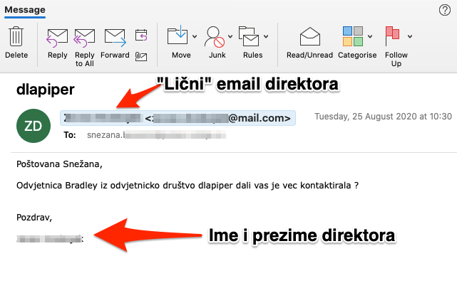 Prvi phishing email nakon telefonskog poziva