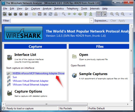 Wireshark interface