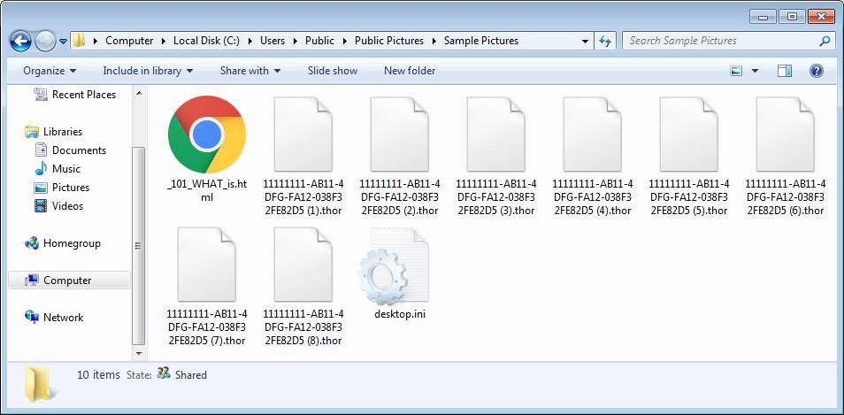 Locky ransomware primer kriptovanog foldera