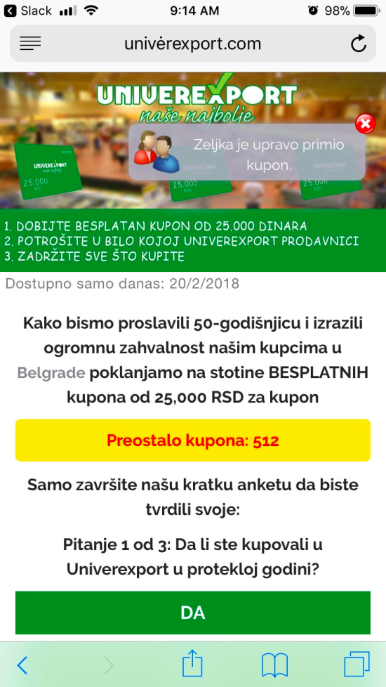 Lažni Univerexport kuponi